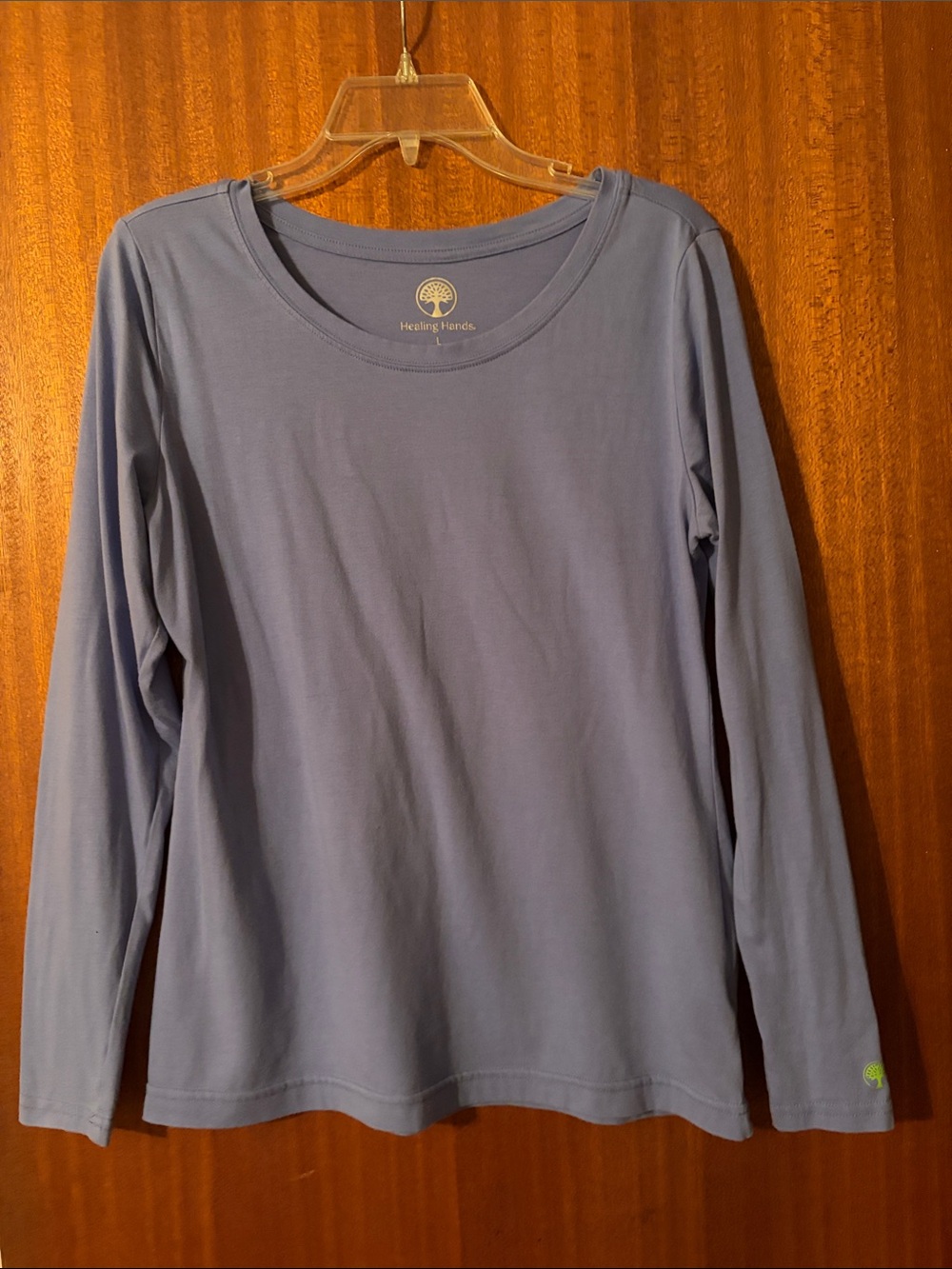 Healing Hands Long Sleeve Crew Neck Top - Dusty Blue